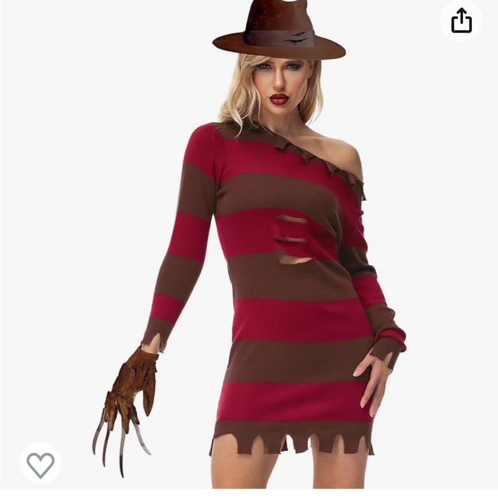 Miss Freddy Krueger Sweater Dress Costume Role Play D… Gem
